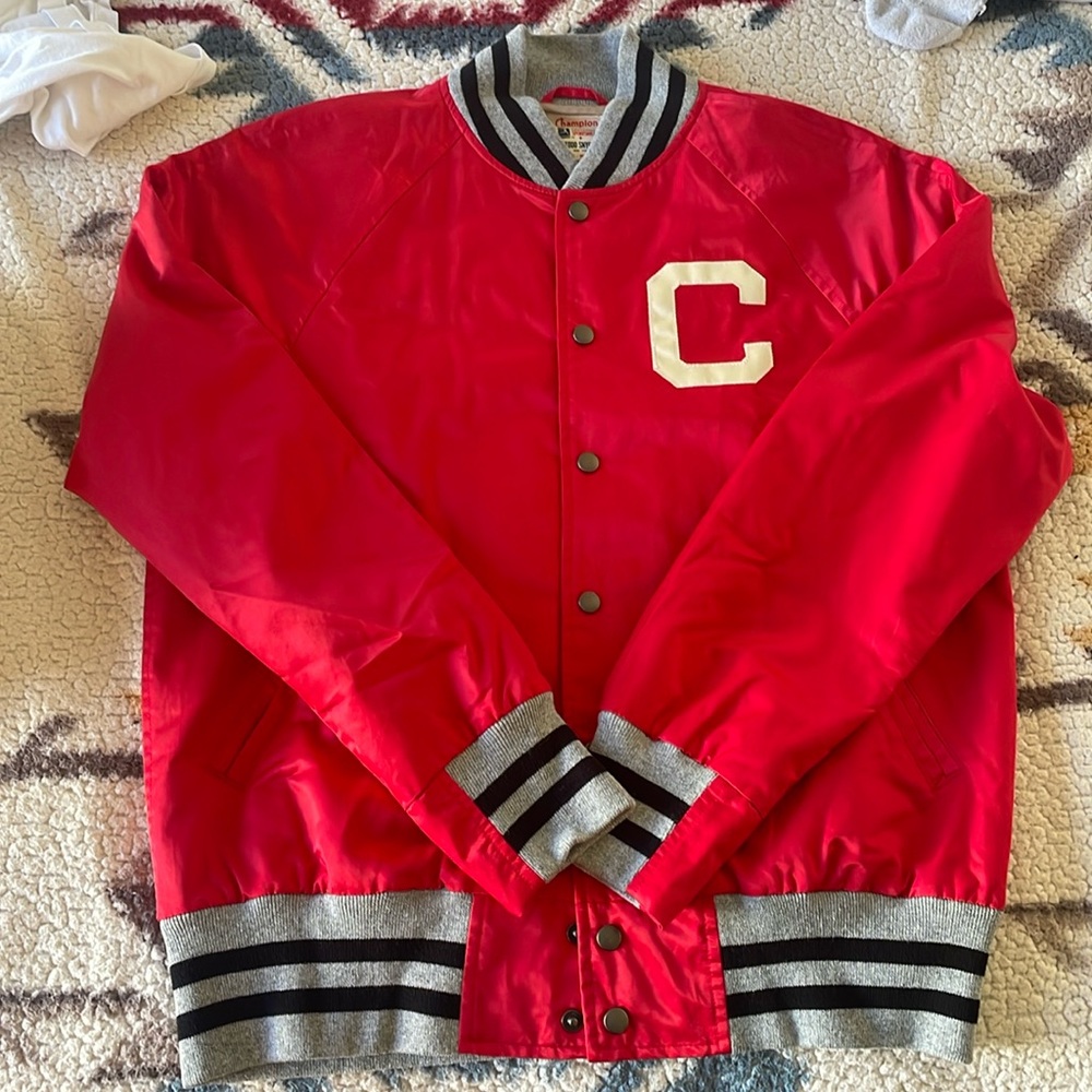 Todd Snyder x Champion red satin varsity jacket